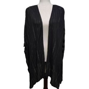VINCE CAMUTO Black Kimono Swim Coverup with Metallic Stripes One Size